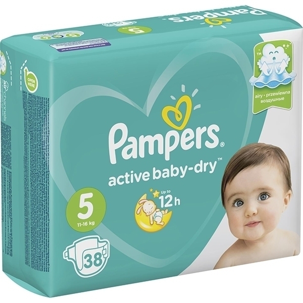 Детские подгузники Pampers Active Baby-Dry 5, 11-16 кг, 38 штук фото 2