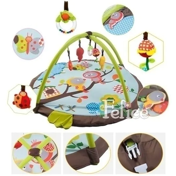 Детский коврик Felice F Птицы на Ветке с игровыми дугами и игрушками, 95 х 95 х 45 см, арт. 12FS — как выглядит в жизни