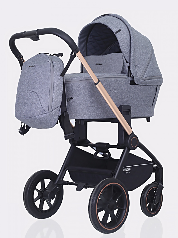 Детская коляска Mowbaby Zoom PU 3 в 1 на золотой раме - Фото