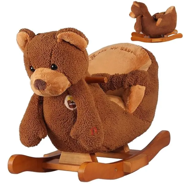 JR2522H Детская качалка меховая Rock My Baby Медведь — как выглядит в жизни