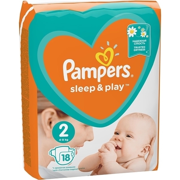 Детские подгузники Pampers Sleep&Play 2, 4-8 кг, 18 штук фото 1