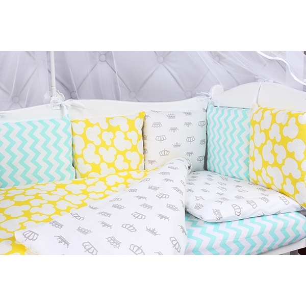 Бортик в кроватку AmaroBaby Happy Baby, 12 подушек, бязь фото 3