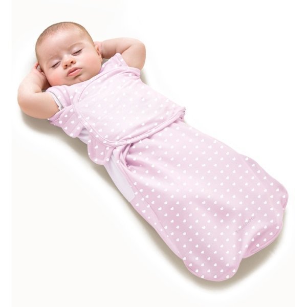 87090 Summer Infant конверт для пеленания WrapSack с 2 способами фиксации розовый с сердечками (размер L) — как выглядит в жизни