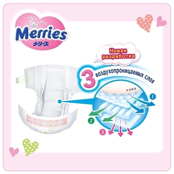 Детские подгузники Merries S, 4-8 кг, 82 штуки фото 3
