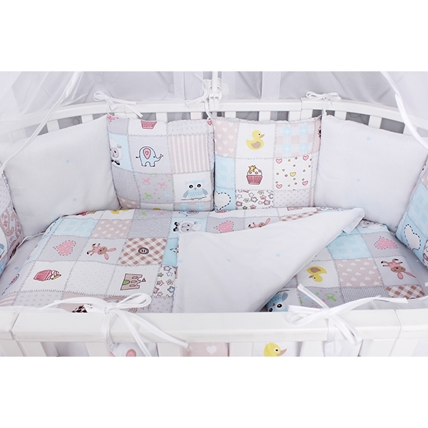 Комплект Premium в кроватку AmaroBaby Нежность, 18 предметов (6+12 бортиков), сатин фото 4