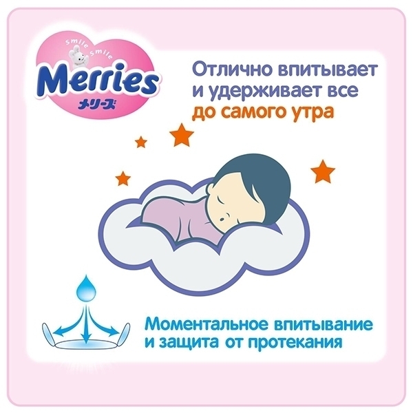Трусики-подгузники для детей Merries M, 6-10 кг, 58 штук фото 4