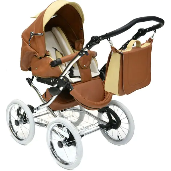 Детская коляска Nastella Luxe Eco 2 в 1, эко-кожа, шасси White фото 5