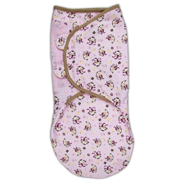 72040 Конверт для пеленания из хлопка на липучке Summer Infant SwaddleMe размер L (Мартышки) — как выглядит в жизни