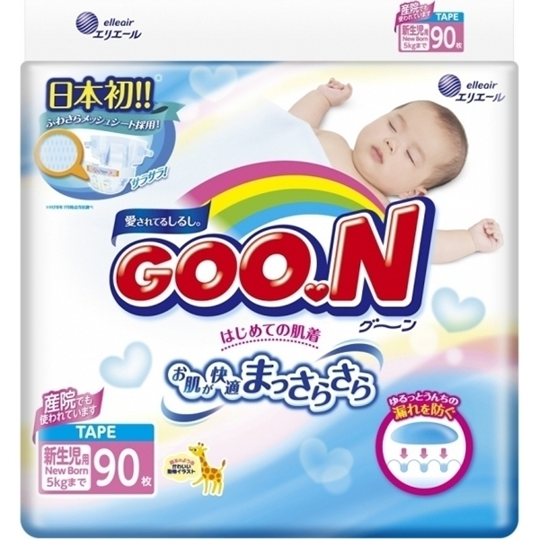 Подгузники для новорожденных Goo.N, до 5 кг, 90 штук фото 1