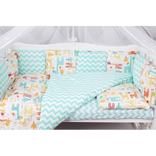 Комплект Premium в кроватку AmaroBaby Жирафики, 19 предметов (7+12 бортиков) фото 3