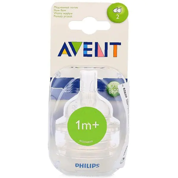 Соска Philips Avent с медленным потоком SCF632/27 2 шт фото 1