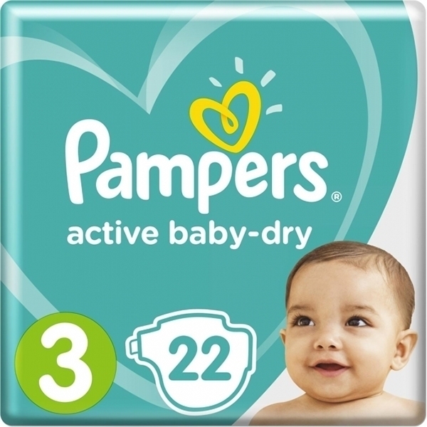 Детские подгузники Pampers Active Baby-Dry 3, 6-10 кг, 22 штуки фото 1