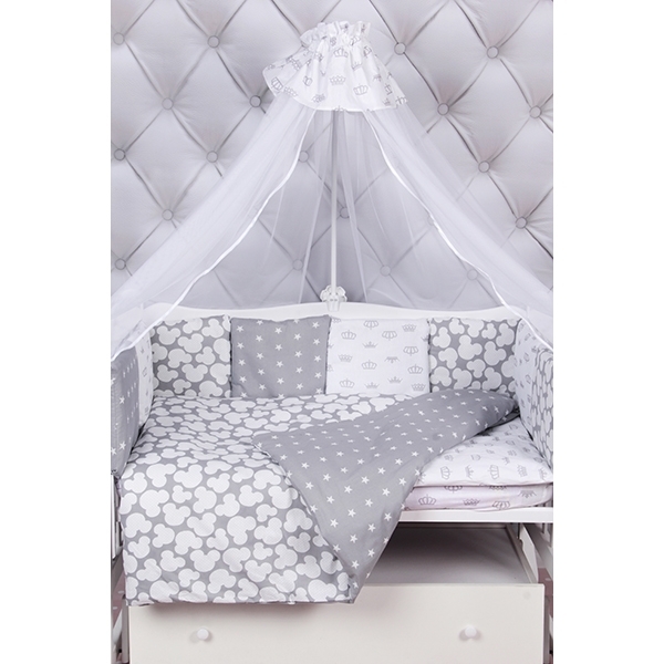 Бортик в кроватку AmaroBaby Silver, 12 подушек фото 2