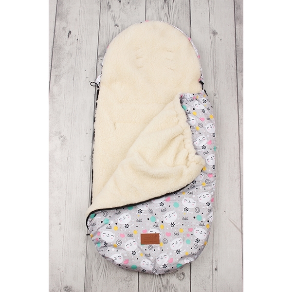 Универсальный меховой конверт AmaroBaby Little Traveller Котики 145х45 см фото 1