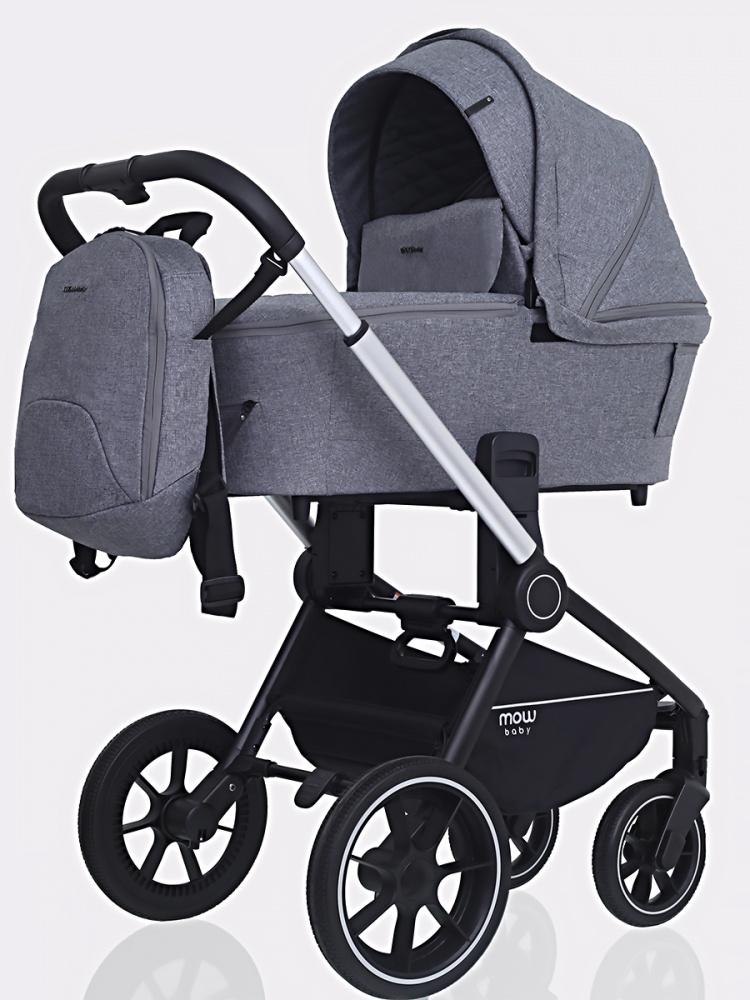 Детская коляска Mowbaby Zoom PU 2 в 1 на серебряной раме - Фото