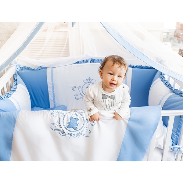 Комплект постели Premium в кроватку AmaroBaby Sweet Dreams, 7 предметов, сатин фото 9