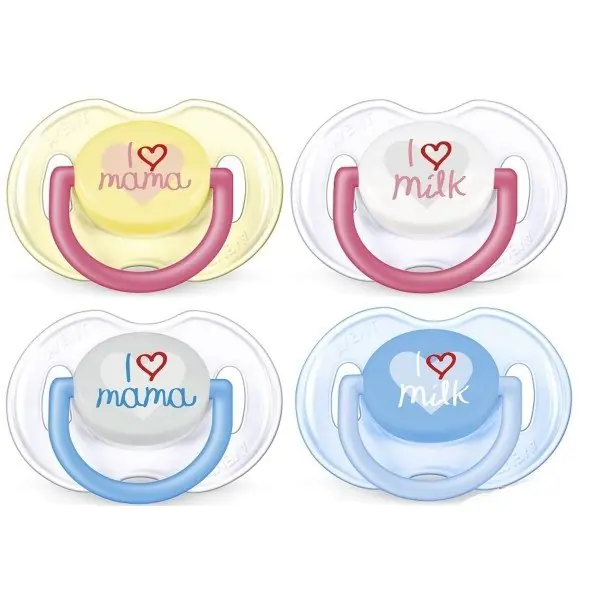 Силиконовaя пустышкa Philips Avent I Love Mama, 0-6 мес., 86175, 2 штуки