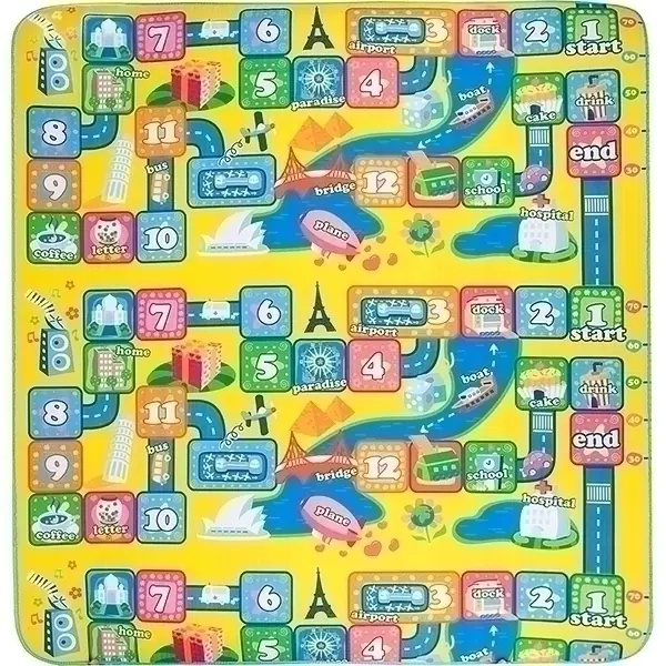 Двусторонний развивающий коврик Mambobaby Совята + Город, 200 х 180 х 1 см, арт. 015ТМ фото 1