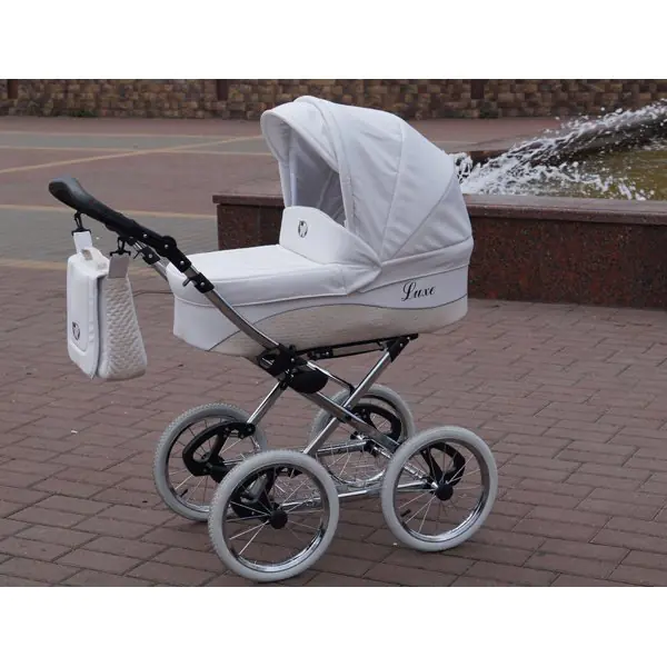Детская коляска Nastella Luxe Eco 2 в 1, эко-кожа, шасси White фото 17