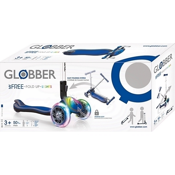 Трехколесный самокат Globber Elite FL My Free Fold Up 449 со светящимися колесами и платформой фото 27