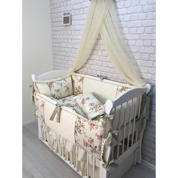 Комплект постели в кроватку Marele Цветы 460033, 11 предметов фото 2