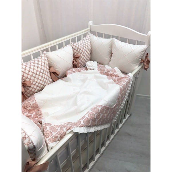 Комплект постели для прямоугольной кроватки Marele Розовые Бантики 460214-12, 19 предметов фото 2