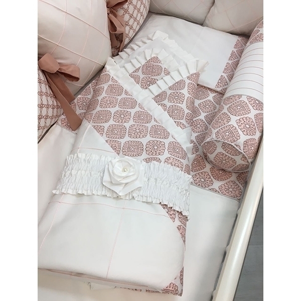 Комплект постели для прямоугольной кроватки Marele Розовые Бантики 460214-12, 19 предметов фото 4