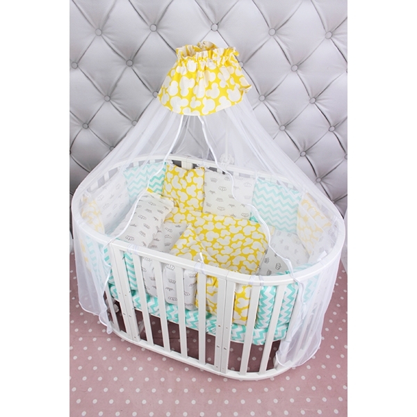 Бортик в кроватку AmaroBaby Happy Baby, 12 подушек, бязь фото 5