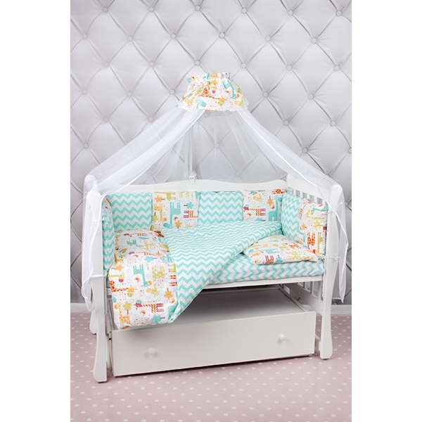 Комплект Premium в кроватку AmaroBaby Жирафики, 19 предметов (7+12 бортиков) фото 1