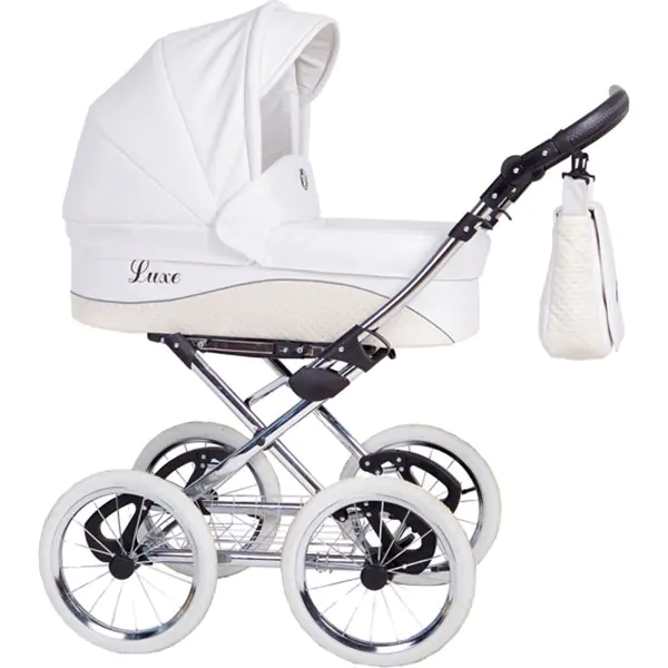 Детская коляска Nastella Luxe Eco 2 в 1, эко-кожа, шасси White фото 4