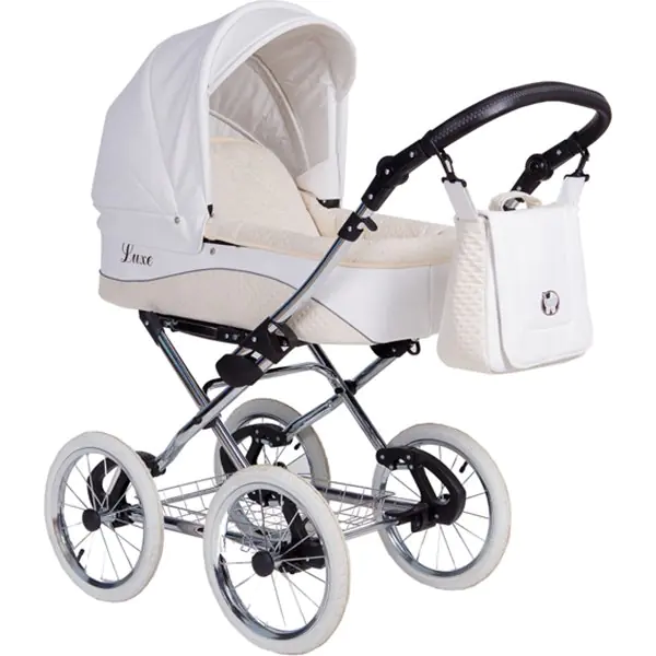 Детская коляска Nastella Luxe Eco 2 в 1, эко-кожа, шасси White фото 8