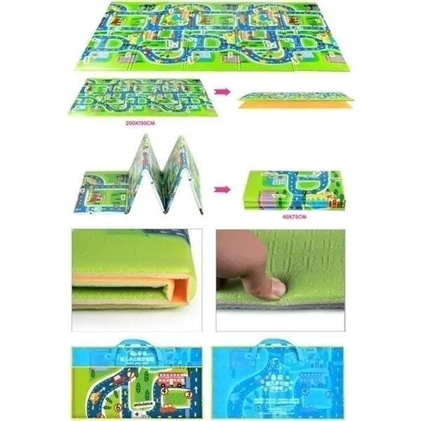 Односторонний развивающий коврик Mambobaby Город, 200 х 160 х 0,5 см, арт. 60512 фото 3