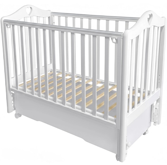 Детская кроватка Антел Дарина-2, универсальный маятник/колеса/ящик - Фото