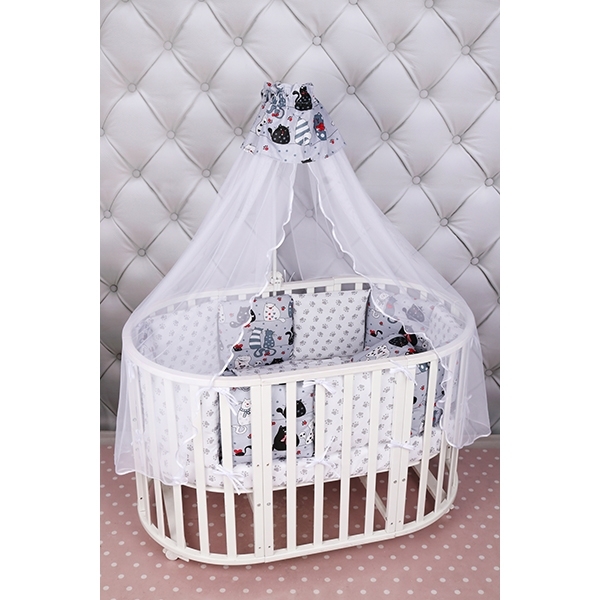 Комплект постели WB Premium в кроватку AmaroBaby Котики, 15 предметов, бязь фото 2