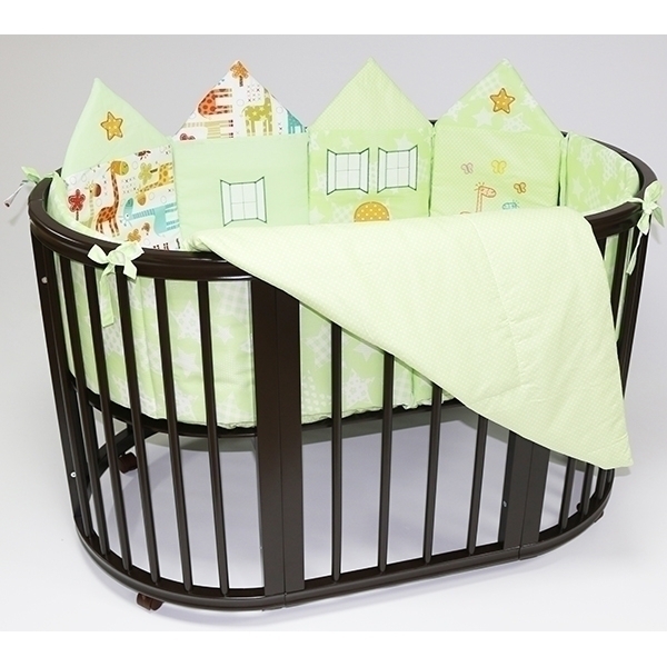 Универсальный комплект в кроватку Классика Домики Evobaby 7 в 1, 7 предметов — как выглядит в жизни