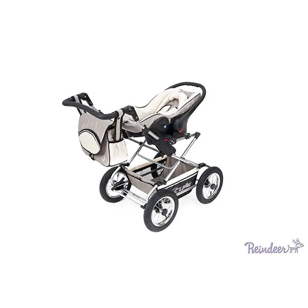 Детская коляска Reindeer Prestige Lily 2 в 1, эко-кожа, люлька+автокресло фото 2