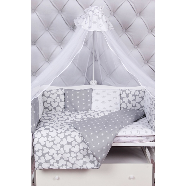 Комплект постели в кроватку AmaroBaby Silver, 18 предметов фото 1