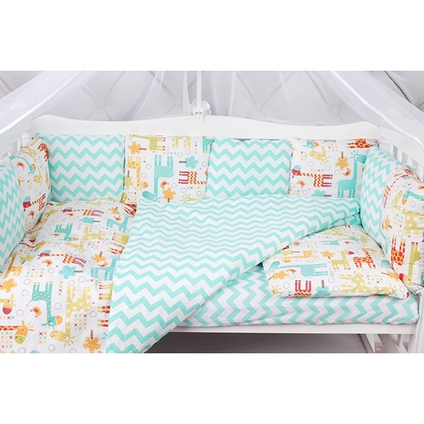 Комплект Premium в кроватку AmaroBaby Жирафики, 19 предметов (7+12 бортиков) фото 4