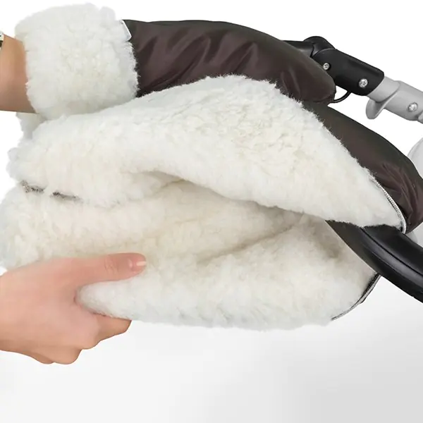 Меховая муфта-рукавички для коляски Esspero Double White из натуральной шерсти фото 2