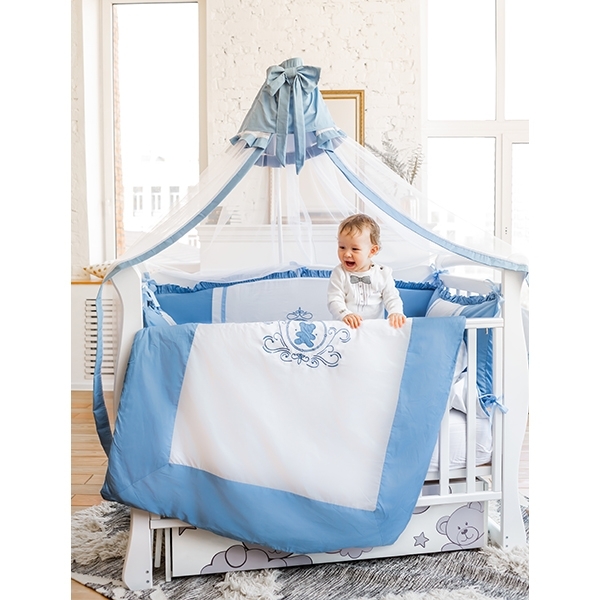 Комплект постели Premium в кроватку AmaroBaby Sweet Dreams, 7 предметов, сатин фото 8