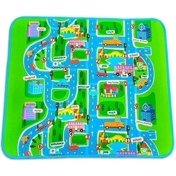 Односторонний развивающий коврик Mambobaby Город, 200 х 160 х 0,5 см, арт. 60512 — как выглядит в жизни
