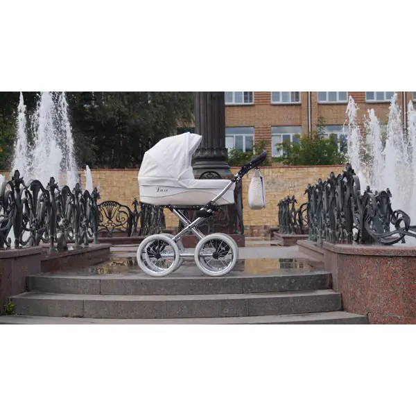 Детская коляска Nastella Luxe Eco 2 в 1, эко-кожа, шасси White фото 16