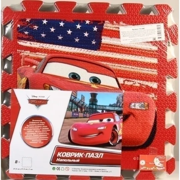 Коврик-пазл Играем Вместе Дисней Тачки, 8 сегментов, 31,5 х 31,5 см, арт. 178181/FS-588 фото 1