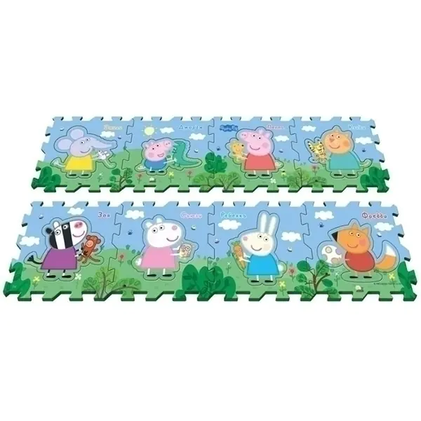 Коврик-пазл Росмэн Peppa Pig Пеппа и Друзья, 8 сегментов, 126 х 62 х 1 см, арт. 30130 — как выглядит в жизни