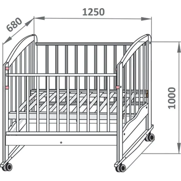 Детская кроватка СКВ 33111 качалка+колесо+ящик фото 1