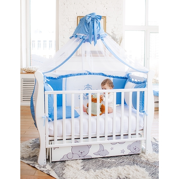 Комплект постели Premium в кроватку AmaroBaby Sweet Dreams, 7 предметов, сатин фото 10