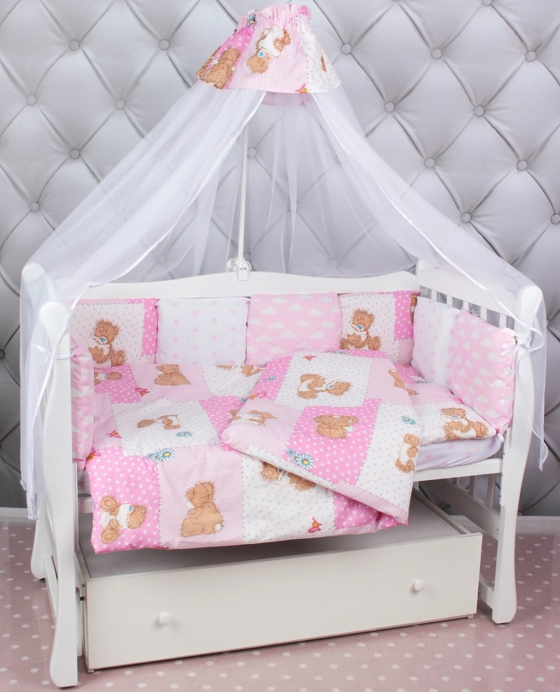 Комплект постельного белья в кроватку AmaroBaby Мишка (6+12 подушек-бортиков) - Фото