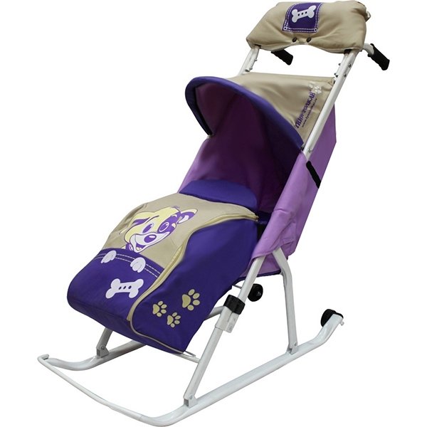 Санки-коляска RT Комфорт Люкс 11 Любопытный Щенок с колесиками и муфтой - Фото