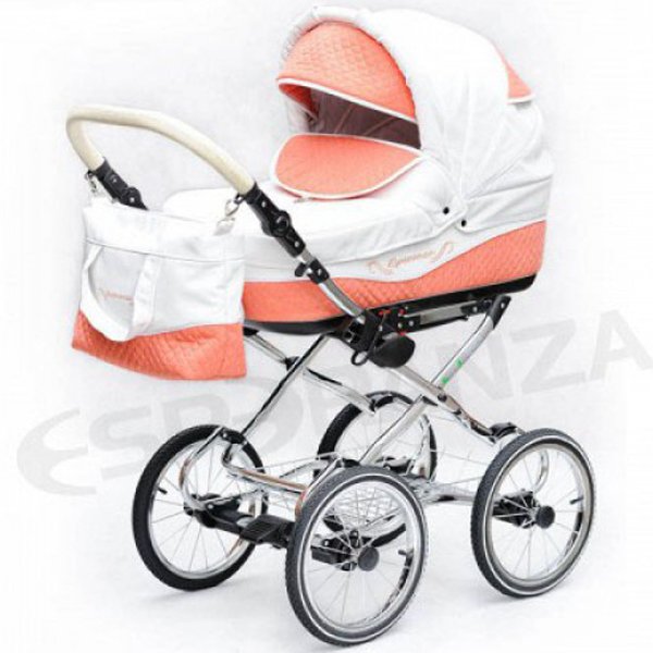 Фото Детская коляска Esperanza Classic Leatherette 3 в 1 кожа Цвет рамы - Бежевый поворотная, реальные фотографии клиентов | Коляски-Кроватки.Ру