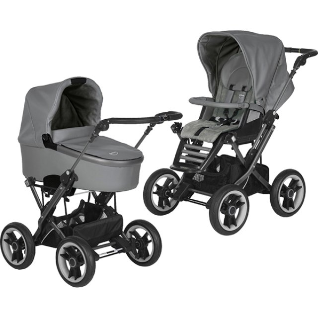 Детская коляска Teutonia Mistral Primus V4 Graphite 2 в 1 WHL3 HB, ручной тормоз - Фото